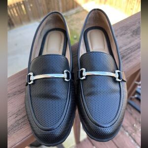 Black Loafers with Silver Accent